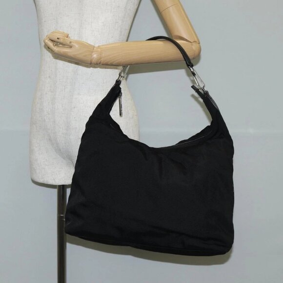 GUCCI Shoulder Bag Nylon Black Silver 001 1955 Auth - Picture 1 of 16